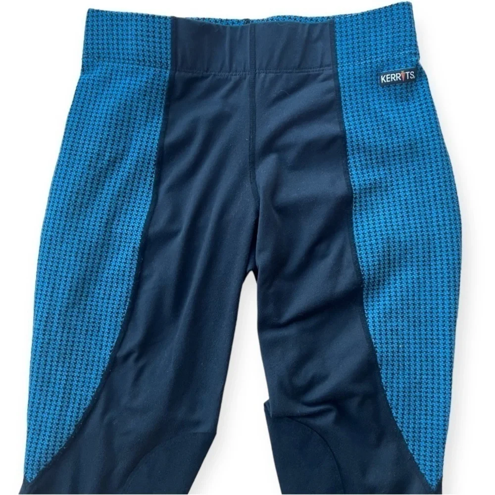 Kerrits Knee Patch Performance Tight Houndstooth Teal Black Junior Medium